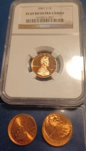 2001 Lincoln Penny Cents Error Stamped Copper Planchette Cent Coins and PF 69 - Picture 1 of 4