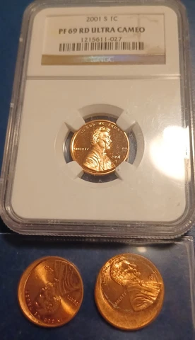 2001 Lincoln Penny Cents Error Stamped Copper Planchette Cent Coins and PF 69 Cover
