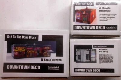 Downtown Deco N Scale Building 3 Kit Lot Dirty Pool + Bad To The Bone + Mission - Image 1 of 3