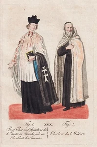 Augustinerchorherren Gilbertiner Gilbertine Order Tracht traje grabado 1821 - Imagen 1 de 1