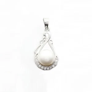 AURORA GEMS® 925 Silver Pendant 30.5x13mm with Freshwater Pearl - Picture 1 of 1