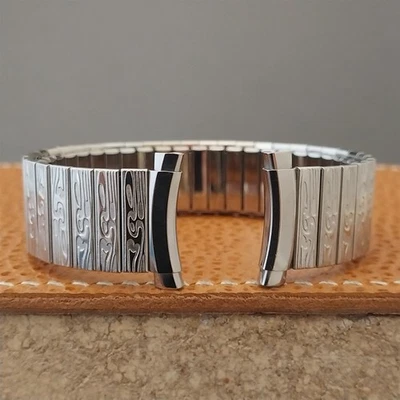 Vintage Bulova 1970s 16mm 18mm 20mm Stainless Steel Classic Stretch Watch Band - Image 1 of 4