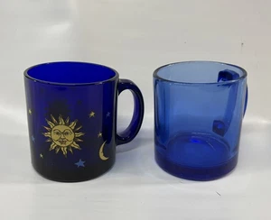 Libbey FRIENDS Kobaltblau Glas Becher Sonne Mond Sterne Himmlisch Kaffeetasse Vintage - Bild 1 von 8