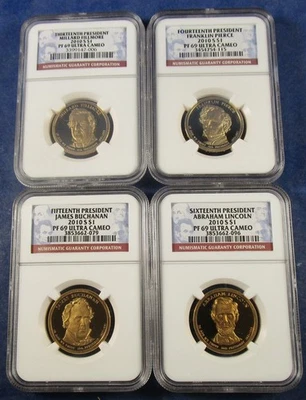 2010 S NGC PF69 PRESIDENTIAL DOLLAR 4 COIN SET - Image 1 of 4