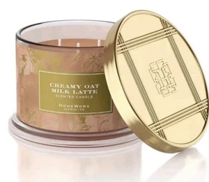 NEW HOMEWORX Harry Slatkin CREAMY OAT MILK LATTE Scented Jar Candle 14oz 3-Wick - Picture 1 of 10