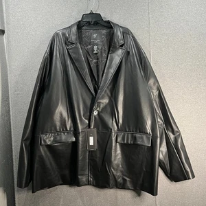 SHAQUILLE O'NEAL XLG Men Blazer Black Faux leather Size 4XL - Picture 1 of 14
