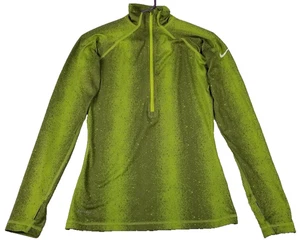 Nike Pro Shirt Women's Small S Green Long Sleeve Half Zip Running Base Layer Gym - Picture 1 of 12