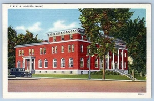 Años 1930-40 Y.M.C.A. POSTAL DE LINO VINTAGE AUGUSTA MAINE - Imagen 1 de 2
