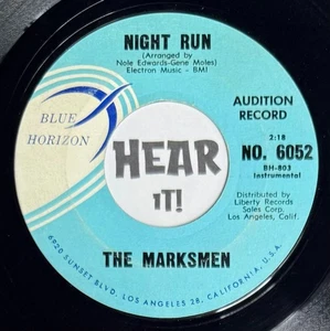 Hot Surf Garage Instro Rocker 45 THE MARKSMEN Night Run BLUE HORIZON promo hear - Picture 1 of 3
