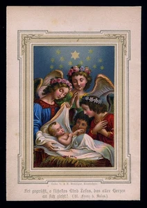 santino cromo-holy card GESU' BAMBINO ADORATO DAGLI ANGELI - Foto 1 di 1