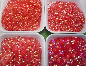 Jelly Scarlet AB Kristall mehrere Facetten Harz flache Rückseite Strass 3 4 5 6 mm - Bild 1 von 3