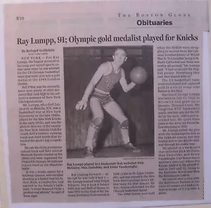 Obituario: Boston Globe 1/26/15 Ray Lumpp, 91, medalla de oro olímpica baloncesto - Imagen 1 de 1