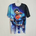 Superman Mens  All Over Print Double Sided Graphic Shirt Size Medium X419