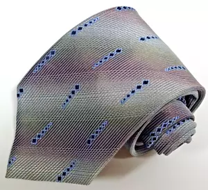 Joseph & Feiss Mens Tie Grey Purple Blue Diamond Silk Necktie XL 63"L x 3.5"W - Picture 1 of 8