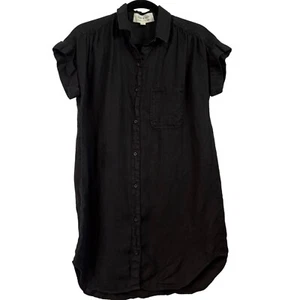 Anthropologie | Abito Camicia Oversize Nero 100% Lino in Tessuto e Pietra Taglia XS - Foto 1 di 10
