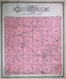 Old 1915 Plat Map ~ SHELDON, OIL CITY, Twp., MONROE Co., WISCONSIN (LG14x17)
