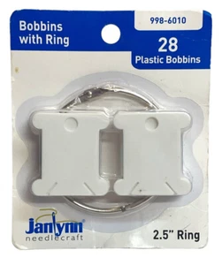 Janlynn needlecraft Bobbins with Ring 28 Plastic Bobbins 2.5 inch Ring 998-6010 - Picture 1 of 2