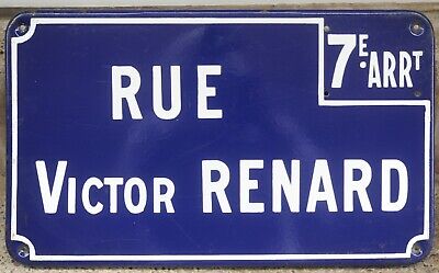 Big Old French Enamel Street Road Sign Plaque Victor Renard Fox James Bond 007 • 147.48$