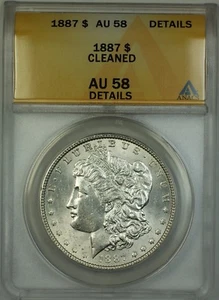 1887 Morgan Silver Dollar $1 Coin ANACS AU-58 Details Cleaned - Picture 1 of 2