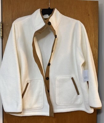 Chaqueta para mujer Croft & Barrow talla 2X piel sintética/serpa abotonada blanco roto Foto 1 de 4