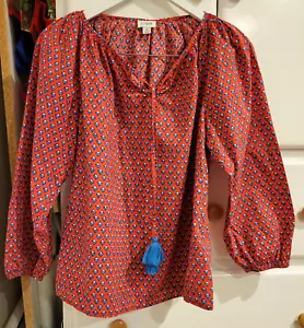 J.Crew J Crew Red Blue Re-Imagined TASSLE Peasant Size Small - Picture 1 of 4