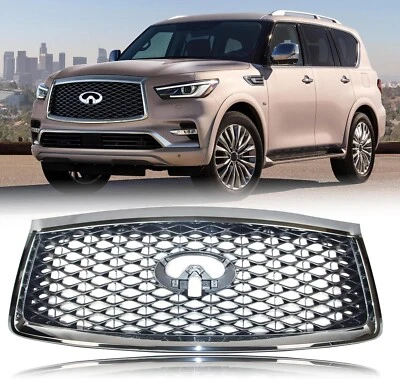 Parrilla delantera parachoques malla ventilación rejilla orificio cámara apto para Infiniti QX80 2018-2021 Foto 1 de 4