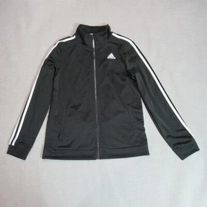 Adidas Jacket Boys Size XL 18-20 Black Track Stripe Logo Full Zip Kids Active - Picture 1 of 13