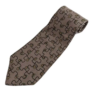 Corbata para hombre Vicky Davis Puzzling marrón cachemira seda 54" L 4" con rompecabezas - Imagen 1 de 3