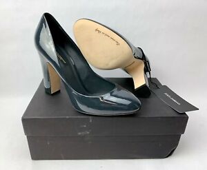 Dolce & Gabbana Heel Pump Shoe Round Toe Patent Leather Dark Grey Size 40.5