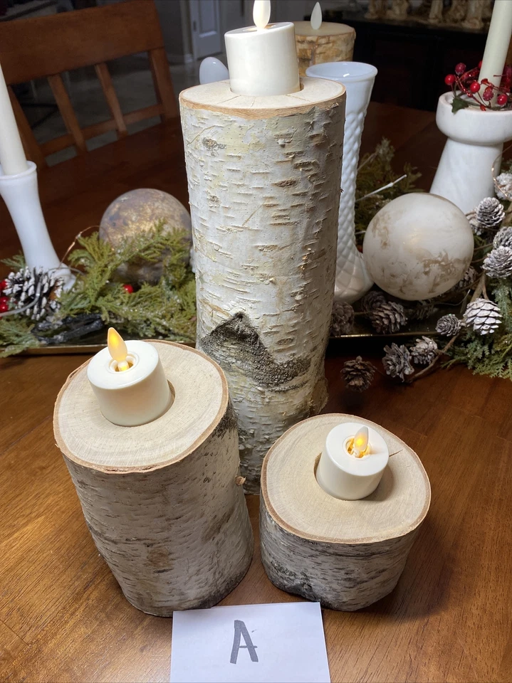 Candelabros de abedul (juego de 3), velas no incluidas boda Navidad Foto 1 de 4