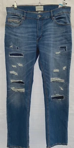 SOL + PIEDRA... DESGASTADO... CORTE AJUSTADO... ELÁSTICO... DENIM... JEANS...NUEVO CON ETIQUETAS...HOMBRES 36 X 32 - Imagen 1 de 4