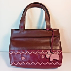 Radley Leather Mini Burgundy Handbag Approx. 20 x 15cm 2004 Fantastic Condition - Picture 1 of 9