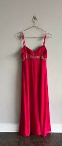 Vestido largo fucsia Adrianna Papell para mujer con correa de espagueti adornado con cuentas talla 4 - Imagen 1 de 14