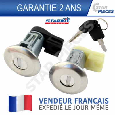 KIT COMPLET BARILLET SERRURE PORTE GAUCHE + DROIT PEUGEOT 106 205 309 405 - Immagine 1 di 3