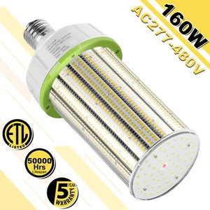 160W LED Corn Llight 277-480V Warehouse Gym Industrial High Bay Corn Lamp 6000K - Picture 1 of 10
