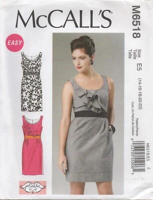 McCalls Sewing Pattern 6518 EASY Dress Fitted with Front Ruffle Size 14 - 22 New - Image 1 of 4