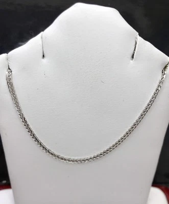 Cadena de collar de trigo cola de zorro de oro blanco macizo de 14k 1 mm 16-18 pulgadas totalmente nueva Foto 1 de 4