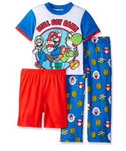 MARIO Pajamas Boy's size 6 NEW YOSHI 3 Piece Shirt Pants Shorts Pjs Set NWT - Picture 1 of 5