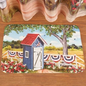 Festive Americana Outhouse 4th of July Cushioned Skid-Resistant Bath Mat - Picture 1 of 1