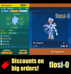 6IV Shiny Quaquaval Pokemon Scarlet and Violet - Picture 1 of 1