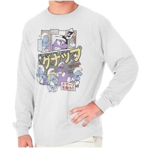 the Smurfs Purple GNAP Manga Panel Aesthetic Long Sleeve Tshirt for Men or Women - Picture 1 of 8