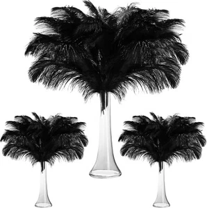 Maitys 90 Pcs Large Ostrich Feathers Black 10-16 Inch Plumes for Weddings - Picture 1 of 6