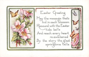 Postal vintage: saludos de Pascua, flores, base de datos de 1910 sin publicar - Imagen 1 de 2