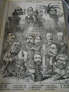 Litho 1867 - Messieurs du Roman 14 écrivains Dumas père Fils Encre Poison - Foto 1 di 1