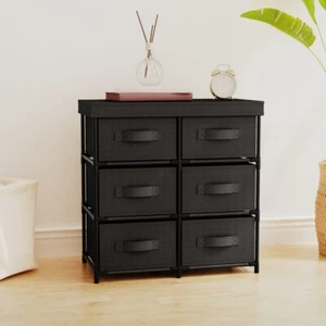 vidaXL Storage Cabinet with 6 Drawers 55x29x55 cm Black Steel - Picture 1 of 8
