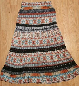 Womens Medium Lapis Tiered Lace Maxi Hobo Modest Skirt - Picture 1 of 5