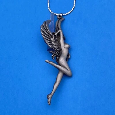 Auténtico collar vintage de hadas de peltre con cristal de amatista! 1991 Foto 1 de 4