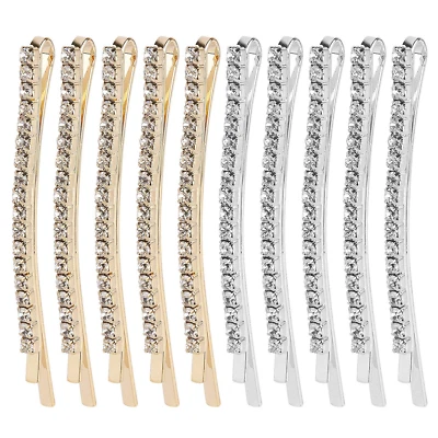 Pinzas para el cabello de cristal con diamantes de imitación de 20 piezas oro y plata diamante Foto 1 de 4