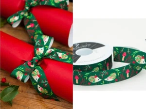 Christmas Hedgehog Grosgrain Ribbon by Berisfords UK Width 25mm - Picture 1 of 6