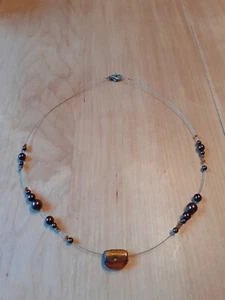 Modeschmuck Halskette mit Stein verschiedenen Kugeln - Bild 1 von 5
